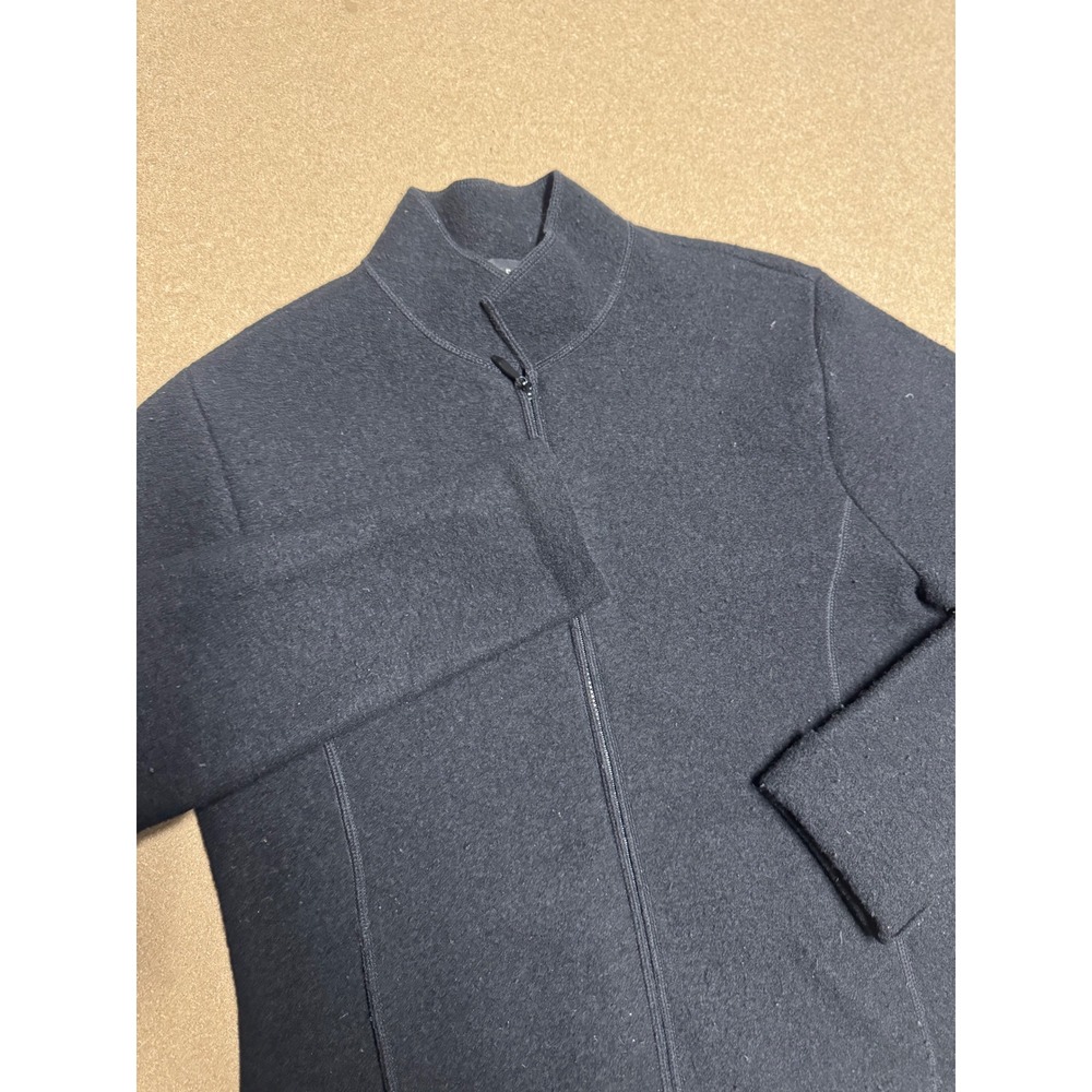EILEEN FISHER Black Wool Zip Up‎ Mock Neck Jacket Womens $120 size xs